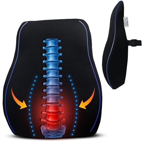 GADDA CO Back Support for Car Seat | 2 Years Warranty | Memory Foam Lumbar Support Cushion | Ergonomic Back Rest Pillow for Pain Relief & Comfortable Driving | Universal Fit for All Car Seats | Black|B0F1YWSJ2K