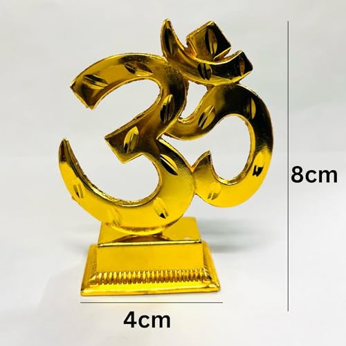 Om car Dash Board, OM Decoration Item, OM Gold Plated Item. OM Beautifully Handcrafted Statue for Home and Office Decoration Metal OM Best for Your Car Interior (LxBxH=4x3x8) cm|B0CTXDY5Z4
