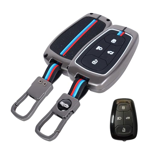 AutoThrill Premium Metal Key Cover Compatible with Tata Harrier | Safari | Nexon | Altroz | Tigor | EV | Punch | Tiago EV Electric - 4 Button Smart Key Only (Black)|B0D7TLH7VK