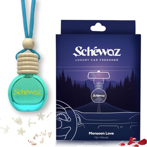 Schewaz Luxury Car Perfume – Long-Lasting Car Freshener, Premium & Natural Fragrance with Elegant Design, Odor Neutralizer, Eco-Friendly, Upto 45 Days Freshness (1 count (Pack of 1), Monsoon Love)|B0DHPXPTJX