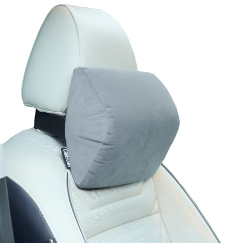 Ultimate Memory Foam Car Neck Rest Pillow, Comfortable Rides, Superior Neck Support Cushion, Relieves Neck Pain, Grey Velvet Cover | 14 x11 x5 Inch | Small Pack of 1|B0DTYQXS53