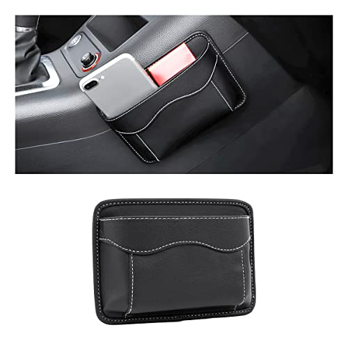 Car Storage Organizer Pouch Handy Storage Bag Durable Pu Leather Mini Gap Automobiles Storage Bag On Side Of Seat,Self Adhesive Organizer For Phone,Keys,Accessories,Charging Cables,Black|B0C6DW5WGX