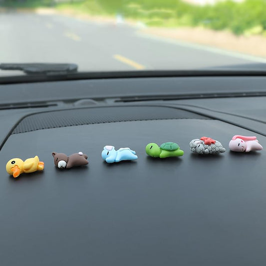 wolpin Polyvinyl Chloride 6 Pcs Cute Mini Cartoon Car Decor For Car Fantasy Dashboard Interior Decoration Accessories Decorative Showpiece For Bike,Scooty,Mirror|B0CBZ5M59K