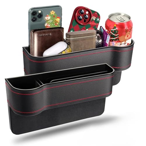 Car Side Gap Organizer|Car Accessories Interior with Mobile Holder, Bottle/Cup Holder, Card Slot|Charger Hole for Car Front Seat|Leather Storage Accessories (Pack of 1)|B0FHHKC45W