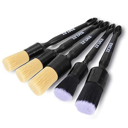 5pcs Car Detailing Brushes Set, Boar Hair Auto Car Detail Brush Kit No Scratch, Ultra Soft Car Duster Brushes Perfect for Interior, Exterior Cleaning, Wheels,Tires,Leather Seats|B0BL3D427V