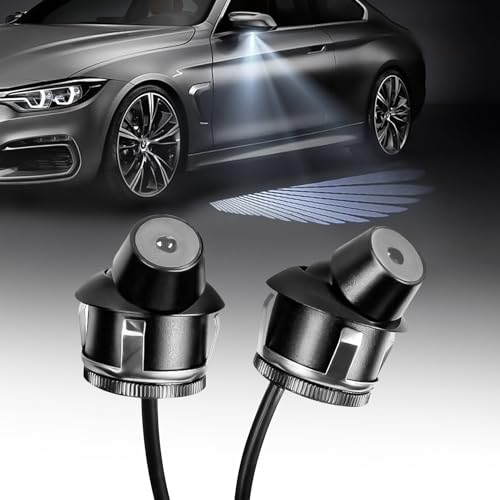 Carzex® LED Angel Wings Style Car Lights, Waterproof Universal Fit, White Angel Wings Reflection, Set of 2|B0CZ45H3Z3