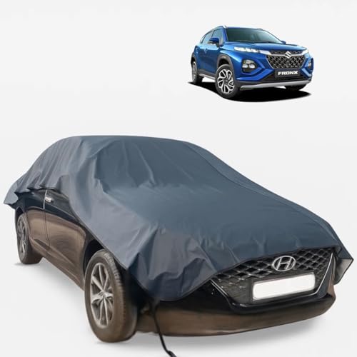 Fronx Car Cover All Model Waterproof All Weather,Outdoor Half Cover Rain Sun Uv Protection with Inner Side Ultra Soft Cotton 4 Layers with 100% Nail Proof|B0FKB8NM85