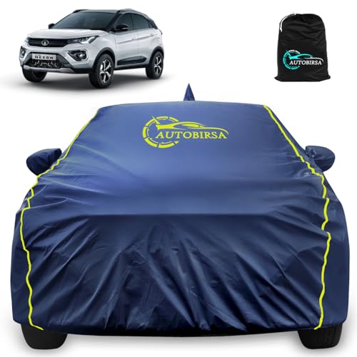 Waterproof Car Body Cover for Tata Nexon 100% All Weather Proof with Mirror Packet & Full Bottom Elastic, Triple Stitching with 100% Nail Proof Cover Navy Blue|B0CCJXQF5X