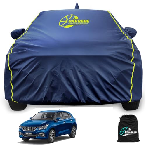 Waterproof Car Body Cover for Maruti Baleno 100% All Weather Proof with Mirror & Antenna Packet & Full Bottom Elistic, Triple Stitching with 100% Nail Proof Cover Navy Blue|B0C99MKRLF