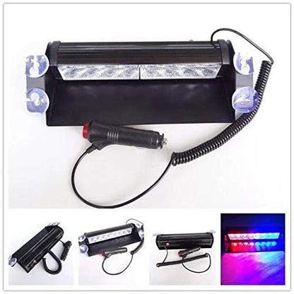 Automaze Red/Blue 8-LED Car Dashboard Strobe Flasher Police Light 3 Modes For All Cars|B07RPFP456