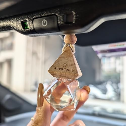 Egyptian Oud Hanging Pod | 10 ML | Premium Car Fragrance Air Freshener | Natural Fragrance Essential Oils in Hanging Glass Bottle with Wooden Diffuser Lid | Long Lasting Upto 60 Days|B0DR6BVC72