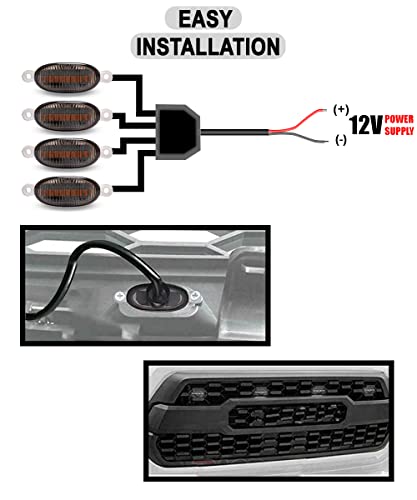 FABTEC Universal 4 X 4 Daytime Running Light Led Car Grill Raptor Style Emergency Warning Off-Roading Light for All Car/Truck/SUV (Yellow) (Set of 4 Pcs)|B0BS3NPKCC
