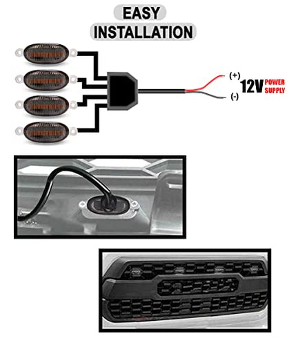 FABTEC Universal 4 X 4 Daytime Running Light Led Car Grill Raptor Style Emergency Warning Off-Roading Light for All Car/Truck/SUV (Yellow) (Set of 4 Pcs)|B0BS3NPKCC