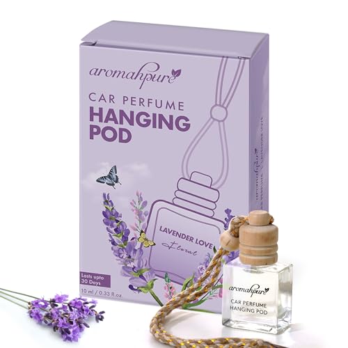 Aromahpure Premium Car Perfume Hanging Pod |10 ML |French Lavender Fragrance Car Air Freshener |Natural Fragrance Oils in Glass Bottle with Wooden Diffuser Lid |Last upto 30 Days, IFRA certified|B0DHCJ5WGM