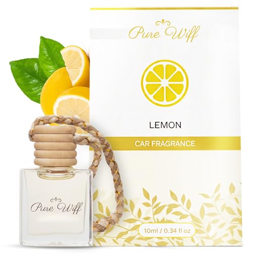 Lemon Car Perfume Diffuser – 10ML Long Lasting Hanging Car Air freshener | Premium Natural Car Fragrance Oils in Glass Bottle with Wooden Diffuser Cap | Lasts up to 75 Days | IFRA Certified|B0DK9KS24F