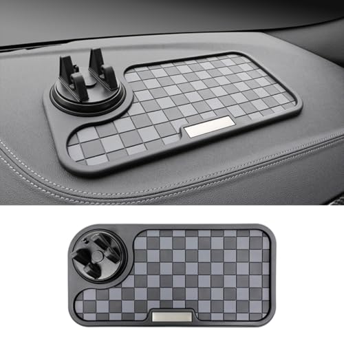 SARTE Car Dashboard Mat Anti-Slip Rubber Pad with Phone Holder Universal Non Slip Car Dashboard Sticky Adhesive Mat for Phones Sunglasses Keys(Black/Grey) Chess Design (Black/Grey)|B0DJK138SS