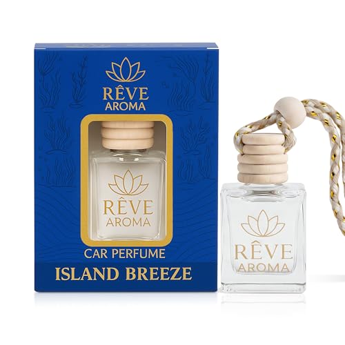 Island Breeze Hanging Car Perfume (10ml) | Cool Water Car Air Freshener Hints | Long-Lasting Fresh Fragrance up to 60 Days | Wooden Diffuser (Pack of 1)|B0FT97WYLC
