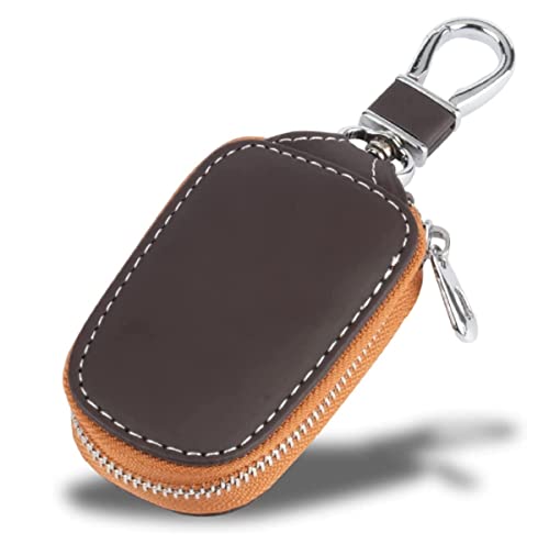 Contacts PU Leather Car Remote Key Case | Smart Protection Key Holder for Car Key | Key Chain Bag | Auto Remote Keyring Wallet (Brown)……|B09J1FQFQY