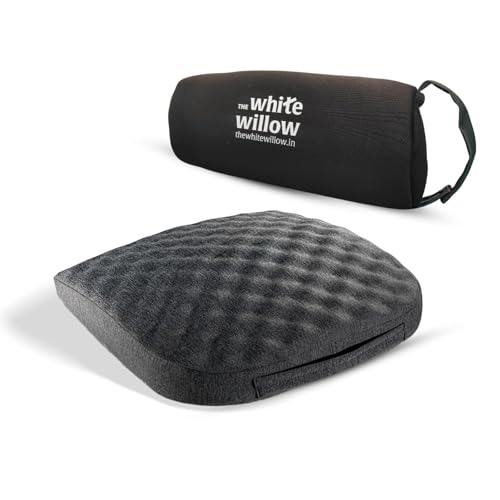 The White Willow Orthopedic Seat Cushion for Car & Travel – Memory Foam Tailbone Support Pillow for Sitting & Back Pain – Ideal for Office Chair, Flights, Bus, Train – Washable Cover – Grey|B0F9PP9T96