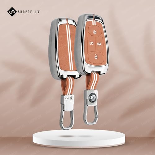 SHOPOFLUX Key Cover Compatible with Tata Nexon | Harrier | Safari | Altroz | Tigor | EV | Punch | Tiago EV Electric 4 Button Smart Key|B0FBMCJSWS
