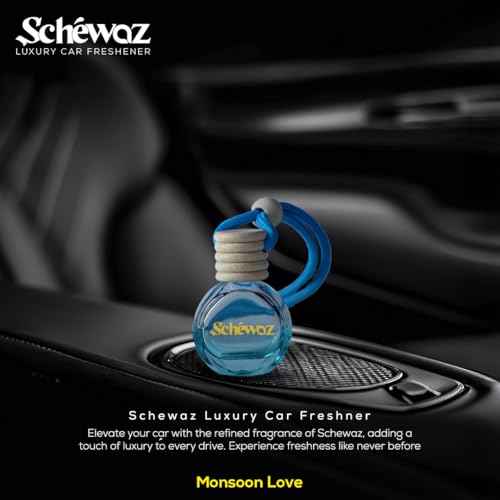 Schewaz Luxury Car Perfume – Long-Lasting Car Freshener, Premium & Natural Fragrance with Elegant Design, Odor Neutralizer, Eco-Friendly, Upto 45 Days Freshness (1 count (Pack of 1), Monsoon Love)|B0DHPXPTJX