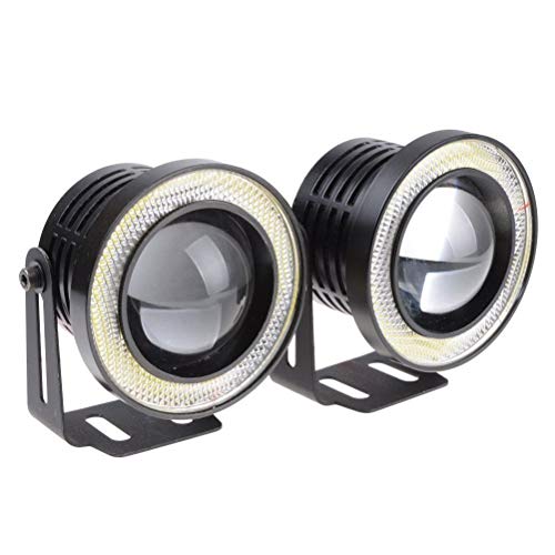 AutoBizarre Car Fog Lamp Angel Eye LED DRL Projector Cob Light 89mm (3.5 inches Front , 2.5 inches Back) - Set of 2|B09JNKS594