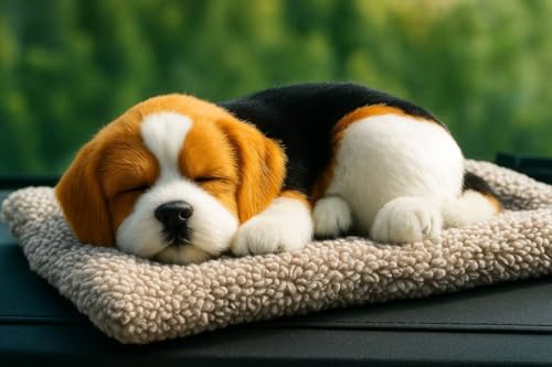 OOTORO Sleeping Dog Toy for Car Dashboard and Home Decor Auto Dashboard Ornament Dog Figurine Office Desk Decoration Toy for Home and Car 15cm - Yellow Black|B0FRXL4QWS