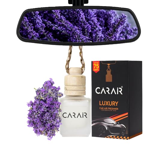 Car Air Freshener Lavender Car perfume | Hanging Car Perfume | Premium Car Fresheners | Aroma with Essential Oils | Hanging Perfume for Car in Glass Bottle with Wooden Diffuser Lid (10ml) (Lavender)|B0FP3X3Q97