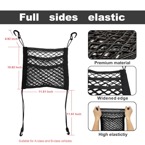 Polyester SEAT BACK ORGANIZER 30X27 CM CAR NET POCKET, Automobiles, Black|B09Q7ZHFTL