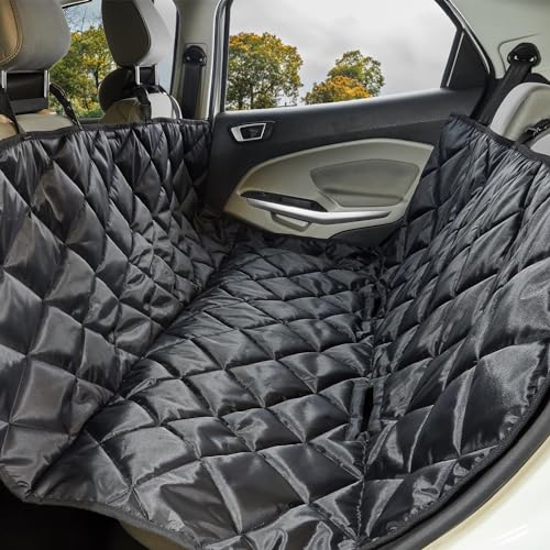 amazon basics Pet Car Seat Cover | Non-Slip | Travel Hammock with Headrest Straps for Anchors | Material Polyester | for Sedan & SUV Cars | Black|B0CVJ5WC5Q