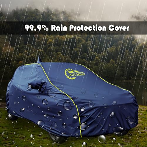 Waterproof Car Body Cover for Tata Nexon 100% All Weather Proof with Mirror Packet & Full Bottom Elastic, Triple Stitching with 100% Nail Proof Cover Navy Blue|B0CCJXQF5X