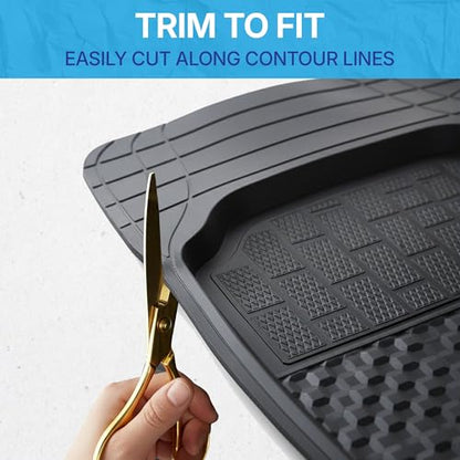 KINGSWAY Accessories Durable Universal Car Mats – Premium 5 Piece PVC Car Floor Mats, Tray Shape, Waterproof, Anti Slip Mat, All Weather Protection, Easy to Clean & Long Lasting Car Foot Mats, Black|B0BQMXVJGG