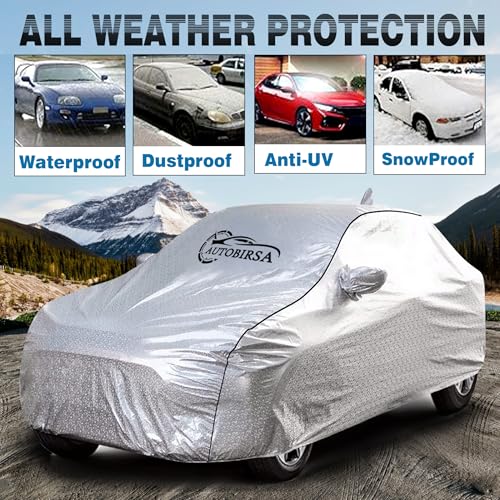 Waterproof Car Body Cover for Maruti Fronx with Mirror and Antenna Pocket and Soft Cotton Lining (4 Side Elastic Triple Stitched & Metallic Silver with Black Piping Style)|B0CCDQVH64