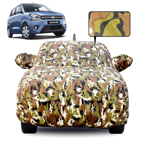 Waterproof Car Body Cover for Maruti Suzuki Wagon R 2019-2025 Models, with Mirror & Antenna Pocket, All Weather Protection, UV Resistant & Dust Proof, Triple Stitch, Jungle Print|B0DF2TXB5S