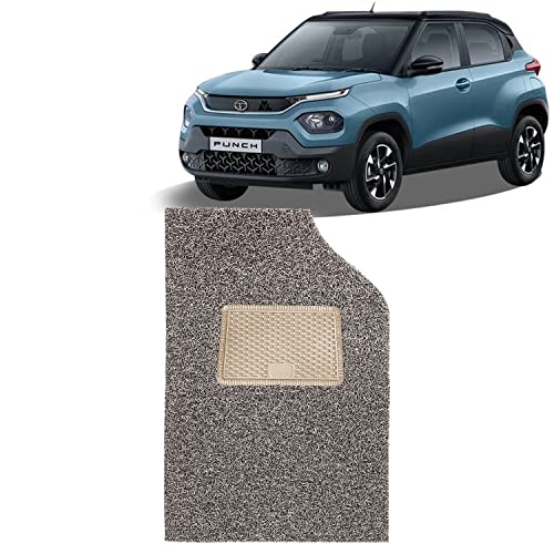 Kingsway Noodle Grass PVC Mats, 12mm Thickness, Car Floor Foot Mats Universal Use for Tata Punch, Model Year : 2021 Onwards, Complete Set of 5 Piece - Beige-Brown|B0BN21M9G9