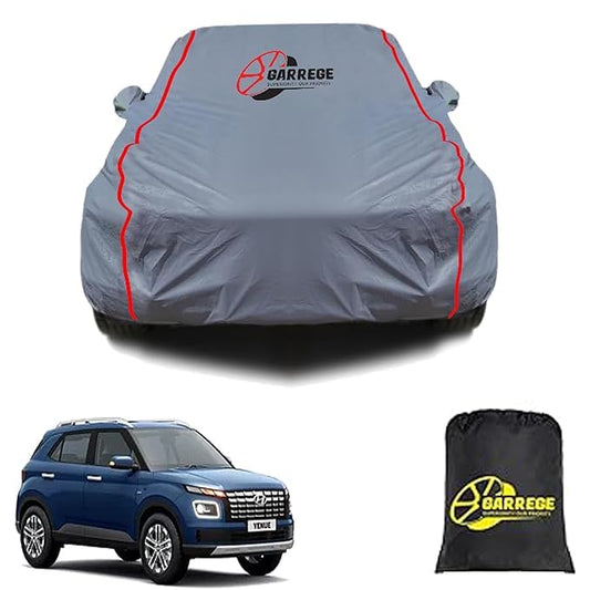 Hyundai Venue Waterproof Car Body Cover with Mirror and Anteena Packets 150 GSM Grey Fabric with Piping Style All Weather Protection Cover for Car|B09MPS7DFK