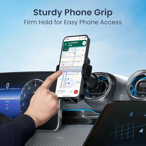 Portronics Clamp Y Adjustable Air Vent Smartphones Mobile Holder for Car with 360° Rotational, One Click Release Button, Compatible with 4.8 to 6.8 inch Devices(Black)|B0B7HWLV2W