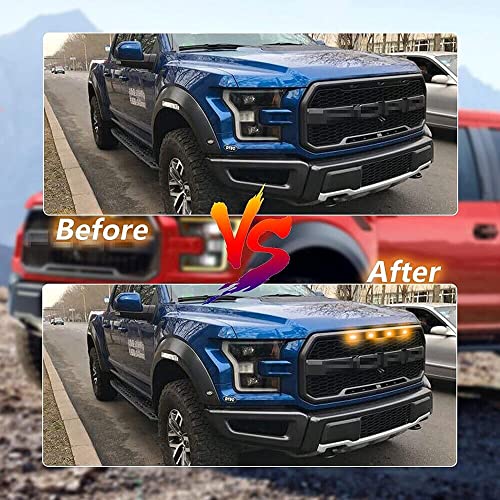FABTEC Universal 4 X 4 Daytime Running Light Led Car Grill Raptor Style Emergency Warning Off-Roading Light for All Car/Truck/SUV (Yellow) (Set of 4 Pcs)|B0BS3NPKCC