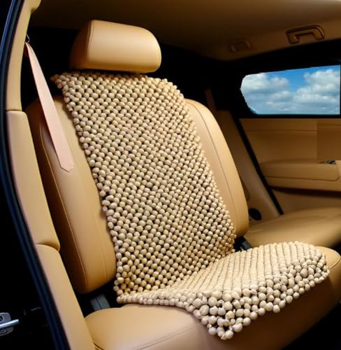 Q1 Beads XXLBeige Wooden Car Beaded Seat Cover Cushion Suitable for All The Cars & SUVs, Office Chair, Home Chair (Universal Fit, 1 Pack)|B07ZGH1YQH
