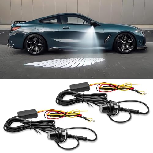 Carzex® LED Angel Wings Style Car Lights, Waterproof Universal Fit, White Angel Wings Reflection, Set of 2|B0CZ45H3Z3