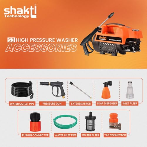 Shakti Technology S3 High Pressure Car Washer Machine 1800 Watts and Pressure 120 Bar for Cleaning Car, Bike & Home (S3)|B0BBWJFK5C