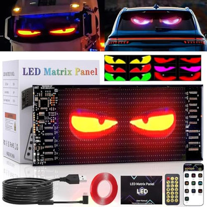 Car LED Sign DIY Programmable Scrolling LED Display 7"x3" USB 5V Matrix Panel, Bluetooth App Control, Custom Text & Animation Light Signs for Store Car Hotel Event Festival|B0FMFTDKPN