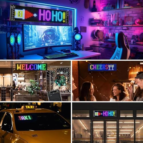 Car LED Sign DIY Programmable Scrolling LED Display 7"x3" USB 5V Matrix Panel, Bluetooth App Control, Custom Text & Animation Light Signs for Store Car Hotel Event Festival|B0FMFTDKPN