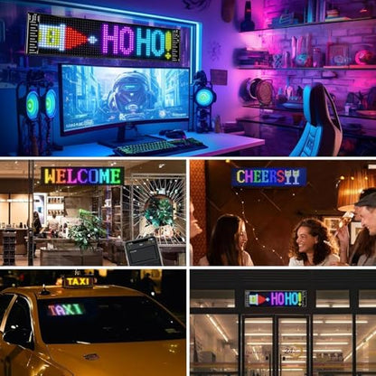 Car LED Sign DIY Programmable Scrolling LED Display 7"x3" USB 5V Matrix Panel, Bluetooth App Control, Custom Text & Animation Light Signs for Store Car Hotel Event Festival|B0FMFTDKPN