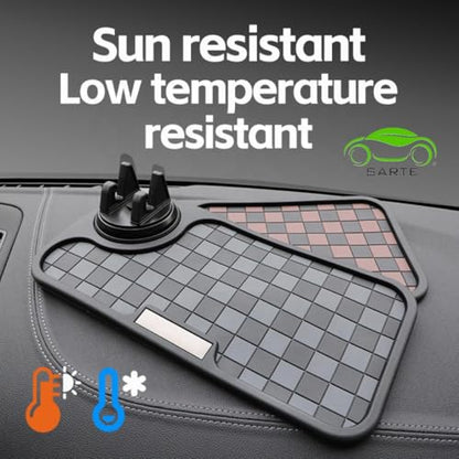 SARTE Car Dashboard Mat Anti-Slip Rubber Pad with Phone Holder Universal Non Slip Car Dashboard Sticky Adhesive Mat for Phones Sunglasses Keys(Black/Grey) Chess Design (Black/Grey)|B0DJK138SS