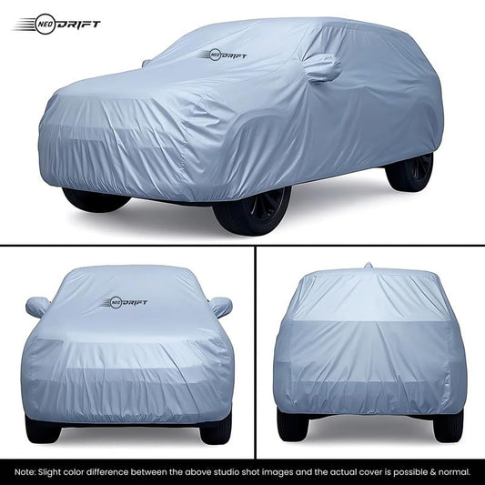 NEODRIFT 'SilverTech' Car Cover for Tata Nexon (100% Water-Resistant, All Weather Protection, Tailored Fit, Precision-Fit & Breathable Fabric) (Colour: Silver)|B0CD7ZL9R4