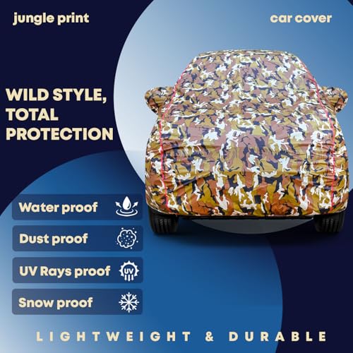 Waterproof Car Cover for Maruti Suzuki Dzire | All Weather Protection Against Rain, Snow, UV Rays & Dust | Scratch Free Inner Lining, Mirror Pockets, Buckle Straps with Elastic Hem, Multicolor|B0F7Z6Z6KX