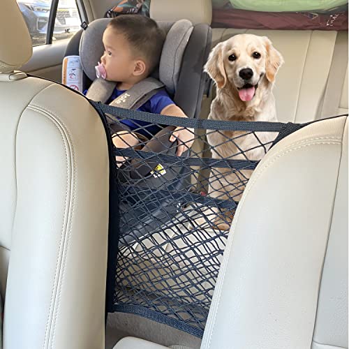 Lustre 3-Layer Car Mesh Organizer, Seat Back Net Bag, Barrier of Backseat Pet Kids, Cargo Tissue Purse Holder, Driver Storage Netting Pouch|B093LSY57L