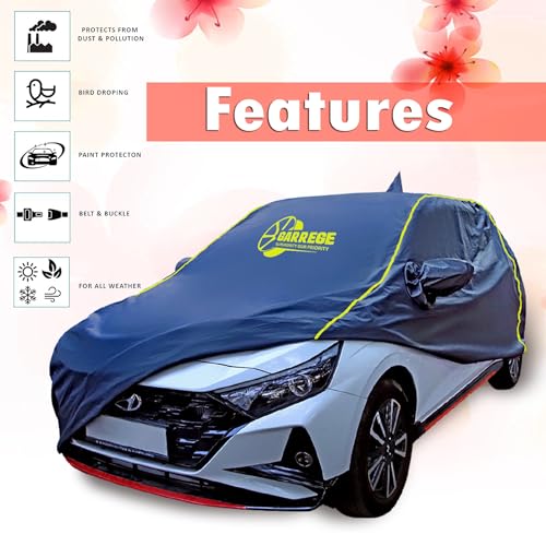 Waterproof Car Body Cover for Maruti Baleno 100% All Weather Proof with Mirror & Antenna Packet & Full Bottom Elistic, Triple Stitching with 100% Nail Proof Cover Navy Blue|B0C99MKRLF