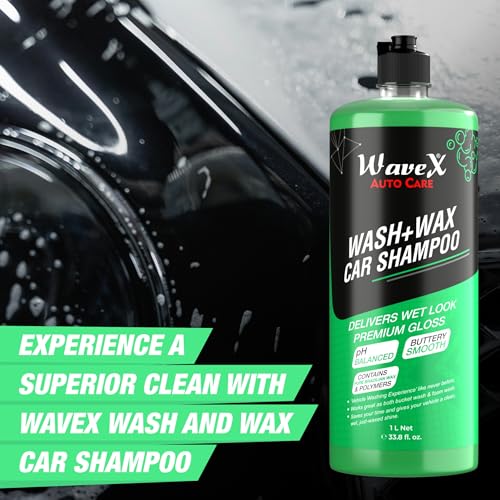 Wavex Car Shampoo Wash and Wax 1L pH Neutral Gives Wet Look Shine, Buttery Smooth Feel - Leaves No Water Spots|B01DHIW2GQ